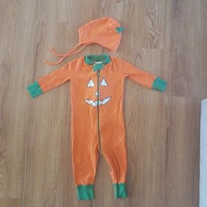 Hanna Andersson Pumpkin Pjs and pilot cap